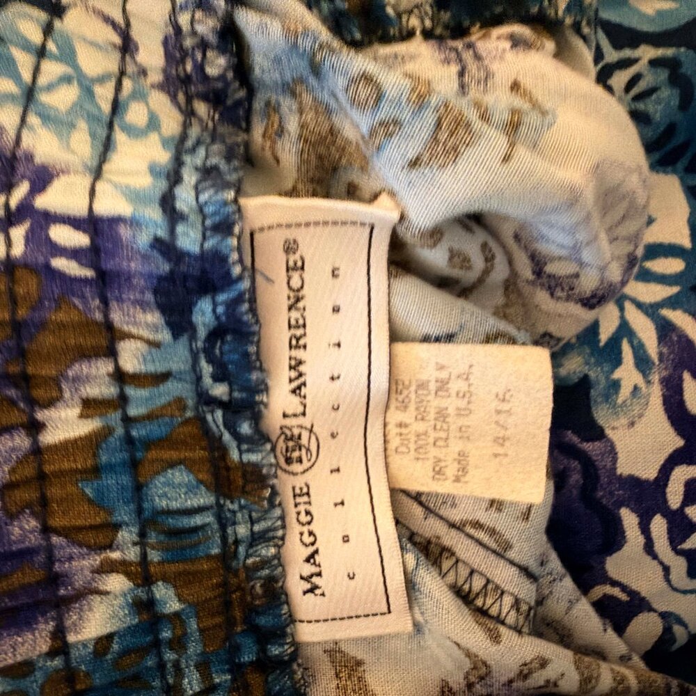 Maggie Lawrence Floral Midi Skirt Cottagecore Blue Olive Botanical L/XL - Picture 5 of 8